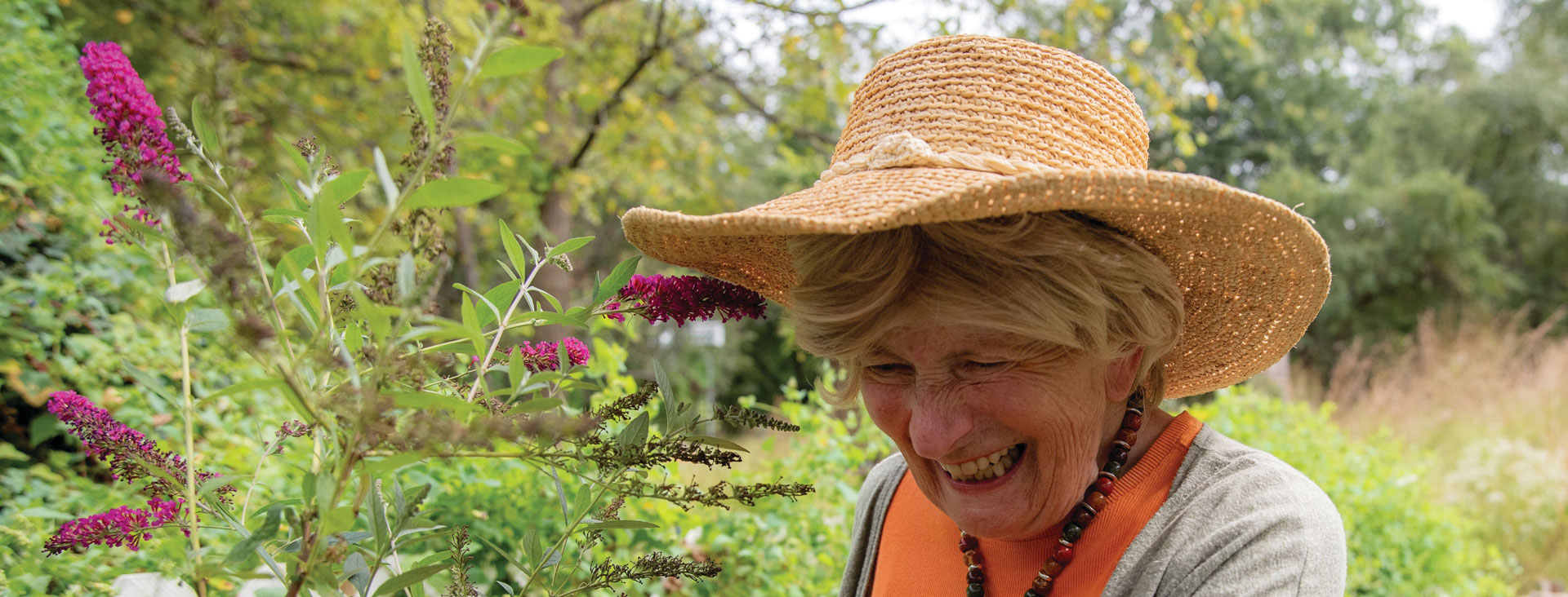 Christa a senior resident enjoying nature outside which is her passion